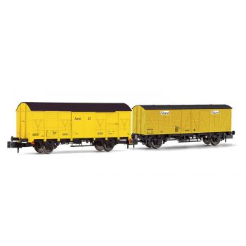 Arnold - Azvi 2-p 2-axle Closed Wagon J2 + J3 Yellow V-vi (6/22) *arn-hn6517