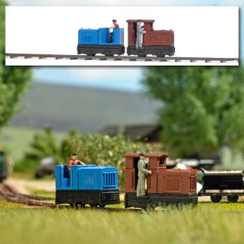 Busch - 1/160 2 LOKS MIT FAHRERN N (4/24) *