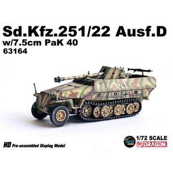 Dragon - 1/72 SD.KFZ.251/22 AUSF.D W/7.5CM PAK 40 (12/22) *