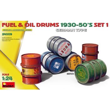 MiniArt - 1/24 FUEL en OIL DRUMS 1930-50'S SET 1 GERMAN 6 PCS. (8/24) *