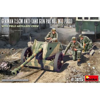 MiniArt - 1/35 GERMAN 7.5CM ANTI-TANK GUN PAK 40. MID PROD. (5/24) *