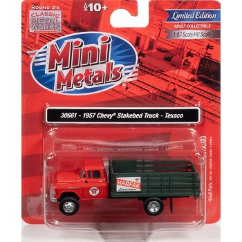 Mini Metals - 1/87 CHEVY STAKEBED TRUCK TEXACO CARDINAL RED 1957