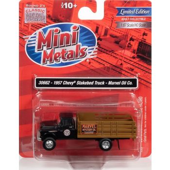 Mini Metals - 1/87 CHEVY STAKEBED TRUCK MARVEL OIL CO JET BLACK 1957