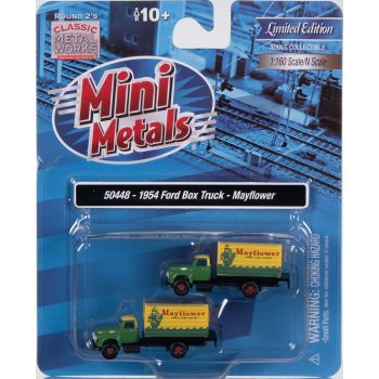 Mini Metals - 1/160 FORD BOX TRUCK MAYFLOWER D.GR/YELLOW 1954 2-P