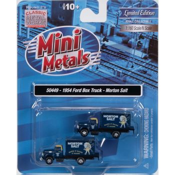 Mini Metals - 1/160 FORD BOX TRUCK MORTON SALT D.BL/YELLOW 1954 2-P