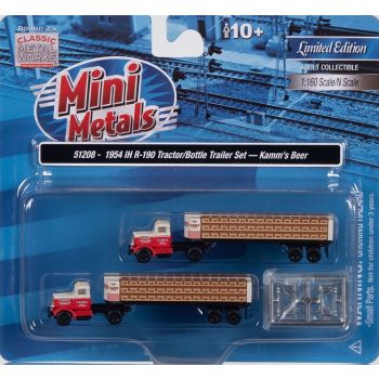 Mini Metals - 1/160 IH R-190 TRACTOR W/TRAILER KAMM'S BEER WHITE/RED
