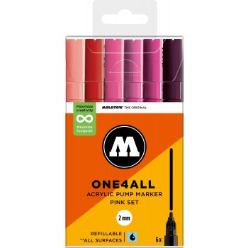 Molotow - ONE4ALL 127HS 2MM MARKER PINK SET 6 MARKERS