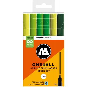 Molotow - ONE4ALL 127HS 2MM MARKER GREEN SET 6 MARKERS