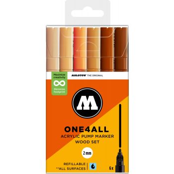 Molotow - ONE4ALL 127HS 2MM MARKER WOOD SET 6 MARKERS