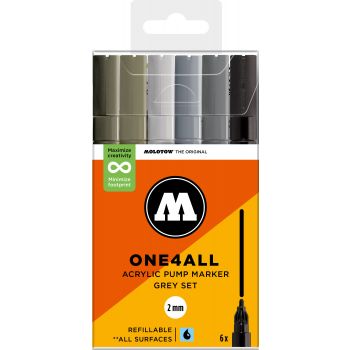 Molotow - ONE4ALL 127HS 2MM MARKER GREY SET 6 MARKERS