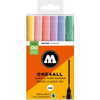 Molotow - ONE4ALL 127HS 2MM MARKER PASTEL CLASSIC 6 MARKERS