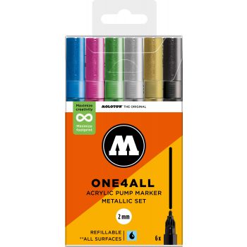 Molotow - ONE4ALL 127HS 2MM MARKER METALLIC SET 6 MARKERS