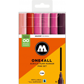 Molotow - ONE4ALL 227HS 4MM MARKER PINK SET 6 MARKERS