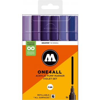 Molotow - ONE4ALL 227HS 4MM MARKER VIOLET SET 6 MARKERS