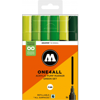 Molotow - ONE4ALL 227HS 4MM MARKER GREEN SET 6 MARKERS