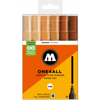 Molotow - ONE4ALL 227HS 4MM MARKER WOOD SET 6 MARKERS