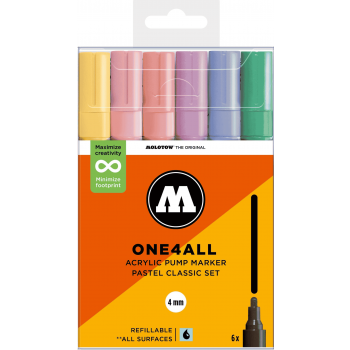 Molotow - ONE4ALL 227HS 4MM MARKER PASTEL CLASSIC 6 MARKERS