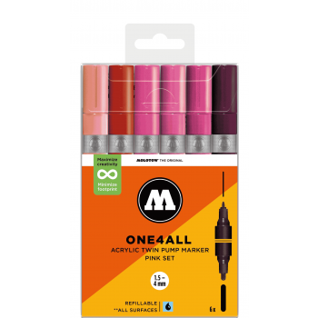 Molotow - ONE4ALL TWIN MARKER PINK SET 6 MARKERS