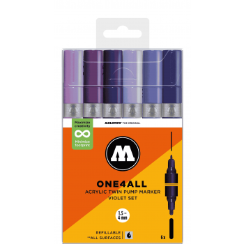 Molotow - ONE4ALL TWIN MARKER VIOLET SET 6 MARKERS