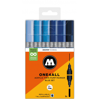 Molotow - ONE4ALL TWIN MARKER BLUE SET 6 MARKERS