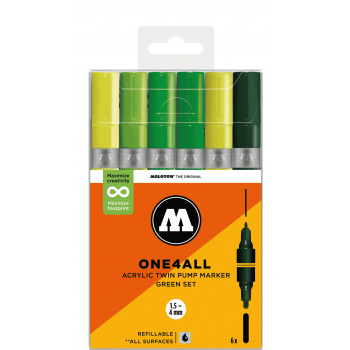 Molotow - ONE4ALL TWIN MARKER GREEN SET 6 MARKERS