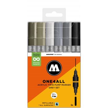 Molotow - ONE4ALL TWIN MARKER GREY SET 6 MARKERS