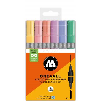 Molotow - ONE4ALL TWIN MARKER PASTEL CLAS. 6 MARKERS