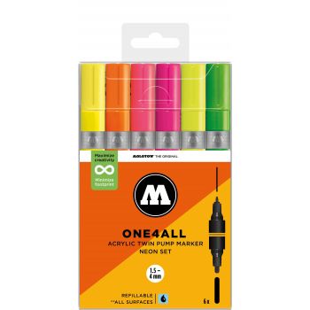 Molotow - ONE4ALL TWIN MARKER NEON SET 6 MARKERS