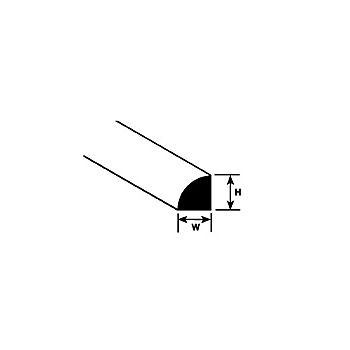 Plastruct - ROD QUARTER ROUND STYRENE 1.5x1.5MM 250MM 10X MRQ-60