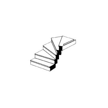 Plastruct - 1/24 STAIRCASE CUSTOM RIGHT TURN 7.5x39.7MM 60MM 1X STAR-24