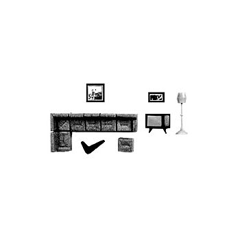 Plastruct - 1/100 LIVING ROOM SET POLY. MULTI 14X HLL-100