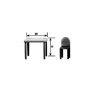 Plastruct - 1/48 TABLE AND 4 CHAIR A STY. WH. 15.9x19.1MM 1 SET FUTS-48