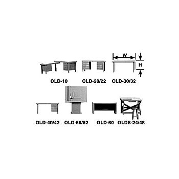 Plastruct - 1/48 DESK WITH RETURN A STY. WH. 15.1x31.0MM 1X OLD-10