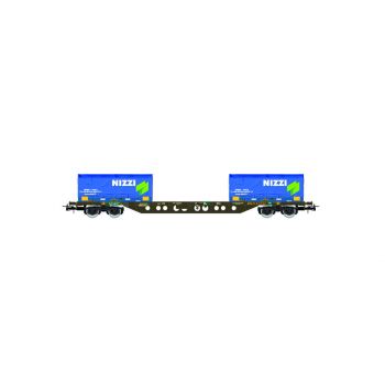 Rivarossi - FS 4-AXLE CONT. WAGON SGNSS COIL CONTAINER NIZZI (6/23) *