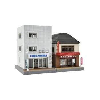 TomyTec - 1/150 BUILDING SET B3 LAUNDROMAT en DELICATESSEN (8/24) *