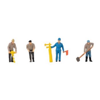 Faller - Railway construction workers & signal horn Figurine set with mini sound effect - FA180238