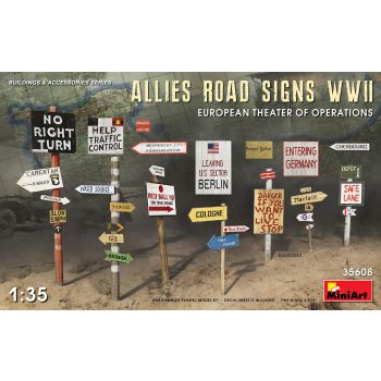 Miniart - Allied Road Signs Wwii. Theatre Of Operations - Min35608