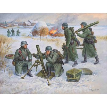 Zvezda - Ger. 80-mm Mortar W/crew (Winter Unif.) (Zve6209)